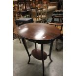 Mahogany Oval Side Table and a Walnut Circular Coffee Table