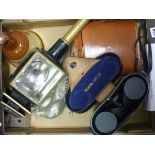 Collection of Vintage Household Items including Zenith and Boots Ascot Binoculars and Pair of