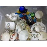 Atlas Bird Chintz Four Cups and Five Saucers, Crown Staffordshire Coffee Set comprising Coffee