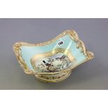 Early 19th century Twin Handled Bowl, pale blue ground with gilt scroll & foliate decoration and