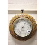 Victorian Circular Oak Aneroid Barometer marked Primavera, Bournemouth