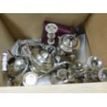 Group of Silver Plate including Tray with Coffee Pot, Tea Pot, Milk & Sugar, Pair Candlesticks,