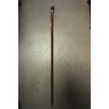 Malacca Shafted Cane with Wide Silver Band (Birmingham date rubbed) and a decorative knop