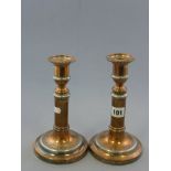 Pair of 19th century Sheffield Plate (worn) Candlesticks