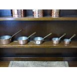 Set of Five Copper & Brass Saucepans