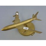 Brass Model of a Jumbo Jet on Stand