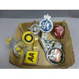 Group of Eight Car Badges including AA, RAC, Blackmore Vale, Civil Service, etc