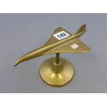 Brass Model of Concorde on Stand