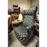 Early 20th century Armchair, upholstered in green and gold material