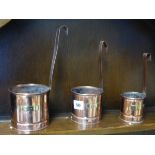 Three Vintage Graduating Copper with Brass Milk Measures