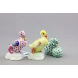 Herend Duck, Herned Pair of Rabbits and a Herned Yellow Glazed Duck