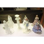 Group of Seven Figurines - Coalport 'The Queen' no. 1843, Coalport 'Queen Elizabeth' no 1310,