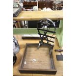 Wooden Glass Top Humidor together with an Unusual Shaped Companion Set Stand (tongs only)