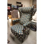 Early 20th century Armchair, upholstered in green and gold material