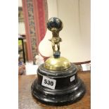 Brass Model of Atlas holding the World on Wooden Plinth