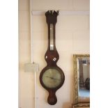 19th century Mahogany cased Wheel Barometer / Thermoter, the silvered face marked D Ortelli,