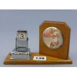 Glamour / Pin Up Girl Picture on Wooden Plinth together with a Flip Desk Calendar