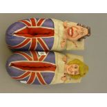 Pair of Original Spitting Image Slippers featuring The Queen and Princess Diana