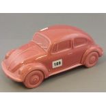 Pink Glazed Ceramic VW Beetle Car