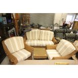 Contemporary Wicker Conservatory Suite comprising Two Seater Sofa, Two Armchairs and a Small Table