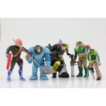 Five original LJN Thundercats figures including Snowman of Hook Mountain, Tuska Warrior, Hammerhead,