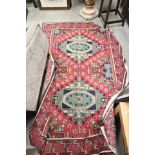 Vintage Woolwork Throw with Geometric and Floral decoration