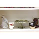 Mixed Lot including Doulton Lambeth Hunting Jug, Lladro Style Figure, Royal Albert, Carved Owl and a