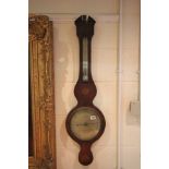 19th century Mahogany cased Wheel Barometer / Thermometer, the silvered face marked D Ortelli,