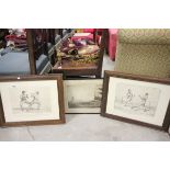 Pair of Framed and Glazed Engravings of 18th and 19th century Boxers plus an Early Engraving of a