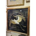 Framed and Glazed Oriental Silkwork of a Stork