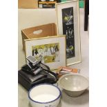 Mixed Lot comprising Two Polaroid Cameras, Two African Pictures, Navajo Bowl, Copper Bowl,