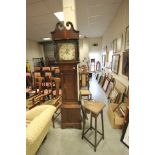 19th century Oak & Mahogany Longcase Clock with painted face and date aperture plus Oak Jardinere