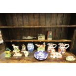 Collection of Twelve Replica Staffordshire Pottery and Victorian China plus Chinese Style Scroll,