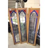 Three Pine Doors with Stained Glass Panels