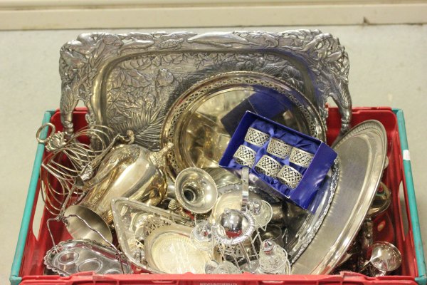 Good Crate of Silver Plated Items