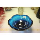 Whitefriars 1960's Blue Glass Bowl, pattern no. 9608