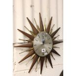 Metamec 'Sunburst' Retro Wall Clock