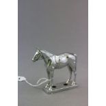 White Metal Car Mascot in the form of a Hunter Horse