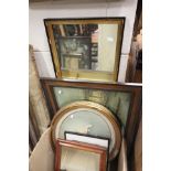 Gilt Framed Oval Painting of a Labrador, Two Small Oval Mezzotints, Two Small Watercolours, Two