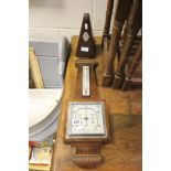 Oak Cased Barometer and a Wooden cased Maelzel Metronome