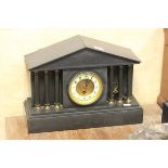 Victorian Slate Mantle Clock of Architectural Form with key