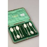 Cased Set of Six Silver Teaspoons and Sugar Tongs