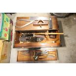 Old Pine Tool Box with Various Good Tools including Stanley No. 4 Plane, Stanley Bailey No. 6,