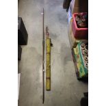 Old Long Bow by Aldred of London together with Various Arrows and Metal Holder