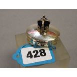 Silver Ring Box with Crown Pin Cushion to the lid