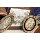 Pair of Moorland Circular Engravings plus a 19th century Oak Framed Coloured Engraving of Crystal