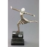 Art Deco Style Silver Plated and Ivory Figure of a Female Skater in the style of Lorenzl (a.f)