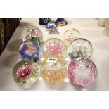 Nine Glass Paperweights