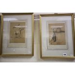 Cecil Aldin 1902 Pair of Original Humorous Puppy Cartoon Prints