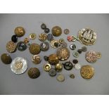 Collection of Military Buttons, a Cap Badge and Other Buttons